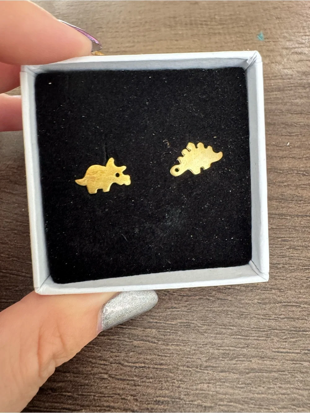 Kids Gold Dinosaur Stud Earrings